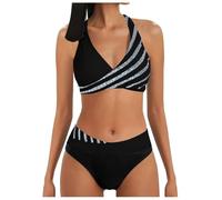 Conjunto de Bikini para Mujer Push Up Sexy Brasileo Vientre Plano Bañadores Dos Piezas Cuello En V Halter Bikini et Cintura Alta Braguitas Sexy Verano Traje de Baño para Playa Mujeres