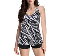 Conjunto de bikini para mujer sexy y fluido, camisetas sin mangas con estampado floral retro de TopMode y retro que muestran que eres atractivo y elegante. Si te gusta un ajuste holgado, elige una