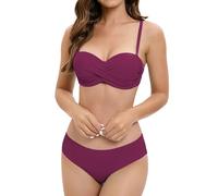 Conjunto de bikini retro para mujer, traje de baño push-up de dos piezas con cintura alta fruncido, diseño moderno de estampado para vacaciones en la playa, Rd4, XL