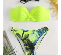 Conjunto de bikini sexy con de plantas, traje de baño de dos piezas con espalda y fruncido en la espalda, ropa de baño y ropa para mujeres