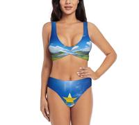 Conjunto de bikini sexy con estampado de bandera de Venezuela para mujer, conjunto de bikini de 2 piezas, trajes de baño para playa y piscina, Negro, M