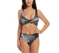 Conjunto de bikini sexy con estampado de koala para dormir, conjunto de bikini de 2 piezas para mujer, trajes de baño para playa y piscina, Negro, S