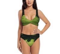 Conjunto de bikini sexy con estampado de red de fútbol para mujer, conjunto de bikini de 2 piezas, trajes de baño para playa y piscina, Negro, XXL