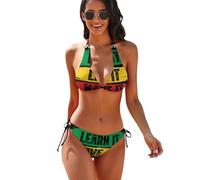 Conjunto de Bikini Triangular de 2 Piezas con Lazos Laterales para Mujer, Ideal para el Mes de la Historia Negra y el Orgullo Afroamericano.