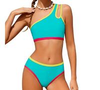 Conjunto de Bikinis Niña 2 Piezas Borde Contraste Tankini Traje de Baño Niñas Deportivos Bañador Verano para Natación Playa Surf Ropa deBaño Chica con Top Braguita