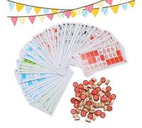 Conjunto de bingo genérico - Juguetes interactivos de madera vintage, juego de mesa de bingo para con cartas numeradas | Educativo Fomento del Juego Social para Adolescentes, Amigos