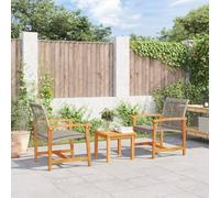 Conjunto de Bistró 3 Piezas, Ratán Sintético Gris y Madera de Acacia, Resistente a la Intemperie, Conjunto Jardín Exterior, Sillones Jardín Exterior, para Terraza o Balcón, 1 Mesa + 2 Sillas