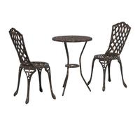 vidaXL Juego de Comedor Exterior Redondo de Bronce para 2 Mesa Antiguo Envejecido de Hierro Fundido con Dos Sillas Muebles de Patio Rústicos Pequeño Ideal para Exterior Jardín Acabado Tradicional Resi