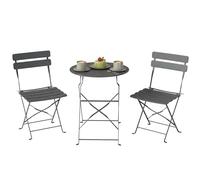 Conjunto de bistró plegable de 3 piezas Outsunny, conjunto de mesa y sillas de bistró redondas (2 unidades) con estructura metálica con acabado electroforético, pequeño conjunto de muebles de jardín