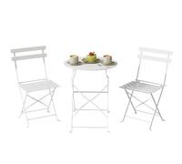 Conjunto de bistró Plegable Outsunny de 3 Piezas, Conjunto de jardín con 2 sillas y una Mesa, Conjunto de Muebles de jardín de Metal, para Patio o balcón, Blanco