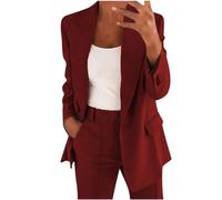 Conjunto de blazer para mujer, trajes de 2 piezas para mujer, chaqueta de manga larga con botones, pantalones largos, color sólido, trajes de dos piezas, ropa de abrigo con solapa, blazer y