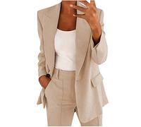 Conjunto de blazer para mujer, trajes de 2 piezas para mujer, chaqueta de manga larga con botones, pantalones largos, color sólido, trajes de dos piezas, ropa de abrigo con solapa, blazer y
