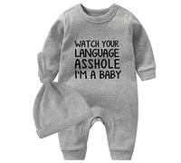 Conjunto de Body para Bebés culbutomind Babysuit Outfit Set Baby Loves Rock, Estampado de Manga Larga, Ropa para Recién Nacido, Vestido para Niño, Gris Born Rock, 1 mes