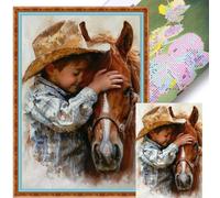 Conjunto de bordado de vaquero 40 x 60 cm, kit DIY 11 CT para decoración de hogar y ocio creativo