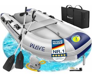 Conjunto de bote hinchable KESSER® Wave de 230-320 cm, 6 piezas inflable - Bote + banco, bomba de aire, remos, kit de reparación, bolsa, bote de pesca, bote a remo pequeño y grande - combinación con