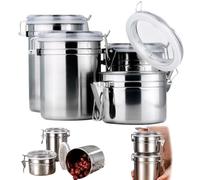 Conjunto de botes (4pcs) recipientes de acero inoxidable de 4 pulgadas con tapas de apertura de apertura amplia y lana para té, café, nuez, refrigerio