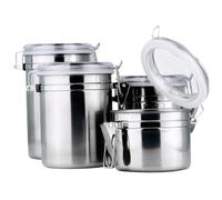 Conjunto de botes (4pcs) recipientes de acero inoxidable de 4 pulgadas de acero inoxidable con tapas de apertura reutilizable de las tapas y la cerradura para té, café, nueces y bocadillos para la co
