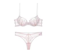 Conjunto de brasier de lencería para mujer con una sensación de gama alta, cómoda y ultrafina, guirnalda de luces que no se ven, balconette, talla grande, para todos los días debajo de la camiseta