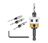 Conjunto de broca de perforación de aves de anticipación, brote de perforación de contador para madera - 4x Conjunto de broca de perforación de profundidad ajustable - Vango hexadecimal de 1/4 de pulg