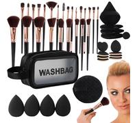 Conjunto De Brochas Y Esponjas De Maquillaje - Viaje Con Cuarenta Y Siete Brochas De Maquillaje,Herramientas Cosméticas Portátiles Para Mujeres Incluye Esponjas Para Ojos Y Aplicador De Base