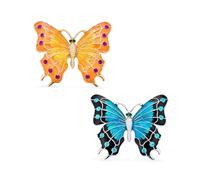 Conjunto De Broche De Bufanda De Mariposa Alada De Jardín Dorado Grande Con Cristales Aqua/Rojo De Dos Tonos Negro/Azul Turquesa O Amarillo/Naranja Para Mujeres Esmaltado Y Chapado En Oro