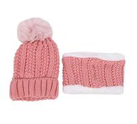 Conjunto de Bufanda de Gorro de Punto para Bebé, Bufanda de Gorro de Lana para Mantener Caliente Al Bebé, Gorro Grueso para Niños para Niñas y Niños, Uso en Otoño e Invierno(21cm-Rosa)