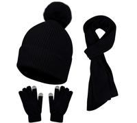 Conjunto de bufanda, gorro y guantes de invierno para mujeres y hombres, para otoño e invierno, cálido, lindo, gorro, bufanda, guantes, tres guantes de punto de invierno, conjuntos de bufandas