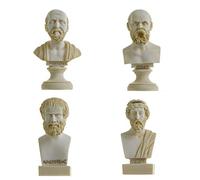 Conjunto De Bustos De Filósofos Griegos Sócrates Aristóteles Hipócrates Platón Estatuas De Alabastro Tono Dorado