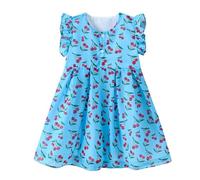 Conjunto de cadenas para mujer, vestido de bebé, niña, bonito estampado de hadas, cómodo vestido casual, pantalones cortos para niña E, azul celeste, 6-7 años