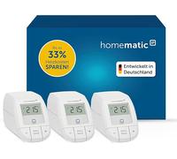 Conjunto de calefacción Homematic IP 161216A1, 3 termostatos digitales, control por aplicación, automatización del hogar Alexa/Google, eficiencia energética.