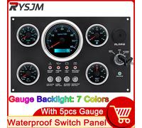 Conjunto de calibre AD 5, Panel de interruptor de 12V, 24V, Panel de luz de 4 botones, medidor de palanca para coche, barco marino, tacómetro 4K-8K, temperatura del agua, nivel de combustible 3000 RPM