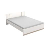 Conjunto de cama con 2 mesitas dormitorio watson y sinfonier melamina color blanco mate y roble kronberg