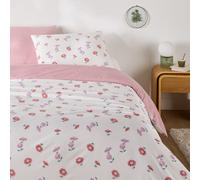 Conjunto de cama con un 30% de algodón reciclado, funda de almohada rectangular, DANYA. Talla Cama 105cm (200x200cm). Color Imprimé fleuri/rayures