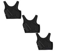 Conjunto de cama de chaleco corto sin mangas para mujer, color liso, camiseta de moda, compresión de pecho, blusa para mujer, busto de látex, Le Noir, S