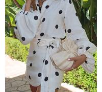 Conjunto de Camisa de Francés + Falda de Cintura con Farol y Cinturón Ajustable, Conjunto de Dos Piezas para Moda de Oficina y Vacaciones
