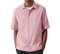 Conjunto de camisa de manga corta estampada cómoda para hombre, para festival, celebración, para hombre (rosa, XL)