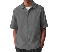 Conjunto de camisa de manga corta estampada cómoda para hombre, para festival de moda (gris oscuro, XXXXXL)