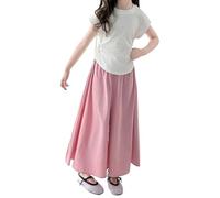Conjunto de camiseta básica de verano para niñas, pantalones de pierna ancha, ropa de 2 piezas, ropa casual para niños, conjunto de camisa escolar de moda, diario, vacaciones, cumpleaños, fiesta de
