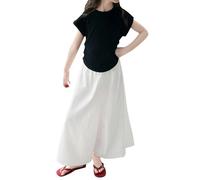 Conjunto de camiseta básica de verano para niñas, pantalones de pierna ancha, ropa de 2 piezas, ropa casual para niños, conjunto de camisa escolar de moda, diario, vacaciones, cumpleaños, fiesta de