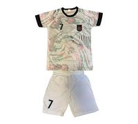 Conjunto de camiseta de fútbol de Portugal para niños y jóvenes unisex - Ideal para entrenamiento o partido en todas las ocasiones, camiseta para fans de CR7, Blanco, 10 Years