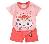 Conjunto de camiseta de manga corta para niños y niñas de verano, conjunto de dos piezas de pantalones cortos de manga corta para niños y niñas Traje De Halloween Mujer De Gata De Traje