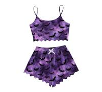 Conjunto de Camiseta sin Mangas y Pantalones Cortos para Mujer, Ropa Informal para Estar en casa, Estampado de Halloween, Ropa cómoda para el día a día. Albornoz De Microfibra Albornoz Animales Niño