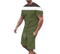 Conjunto de camiseta y pantalones cortos para hombre, 2 piezas, chándal de verano, traje de chándal, traje casual para hombres, ropa de calle deportiva con cuello redondo y traje casual holgado corto