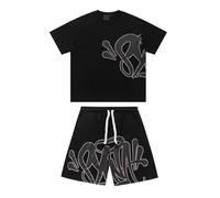 Conjunto de camiseta y pantalones cortos para hombre, traje de verano de dos piezas, ropa de calle, chándal, chándal para hombre, holgado, Y2k, flores, traje deportivo, 2 piezas, manga corta, conjunto