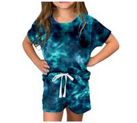 Conjunto de Camiseta y Pantalones Cortos Verano para niñas con Bolsillos Laterales Camisa Camisas Amantes la música niñas/g