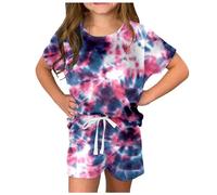 Conjunto de Camiseta y Pantalones Cortos Verano para niñas con Bolsillos Laterales Camisa Camisas Amantes la música niñas/g