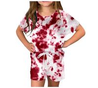 Conjunto de Camiseta y Pantalones Cortos Verano para niñas con Bolsillos Laterales Camisa Camisas Amantes la música niñas/g