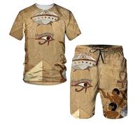 Conjunto de Camisetas y Pantalones Cortos para Mujer y Hombre con Estampado 3D Africano del Antiguo Egipto, Conjunto de 2 Piezas, chándal de Verano