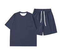 Conjunto de Camisetas y Shorts para Niños 2026, Ropa Deportiva Casual con Cuello, Camisetas Básicas de Manga Corta con Bolsillos, Juego de Verano Ligero para Actividades al Aire Libre (4-5 Years)