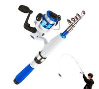Conjunto de caña de pescar y carrete, caña de pescar y carrete, pequeña caña de pescar telescópica - Combos de cañas de pescar Baitcasting, kit de caña de viaje portátil para hombres y